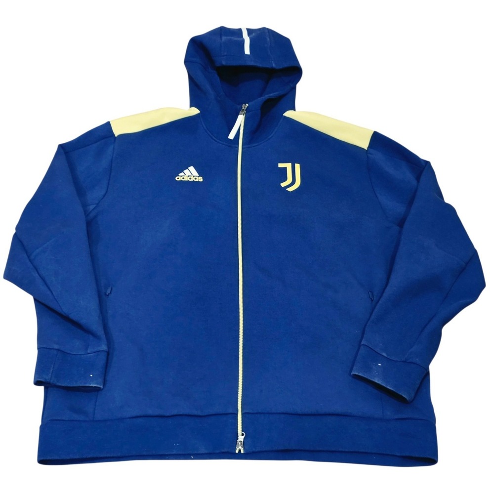 Adidas Juventus Anthem Jacket Mens 2XL Blue Yellow Full Zip Hooded Soccer 2021